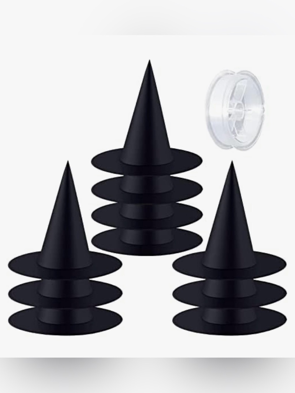 LUOBO 10 Pieces Halloween Hanging Witch Hat Black Hat Decor with 100 Yards Rope